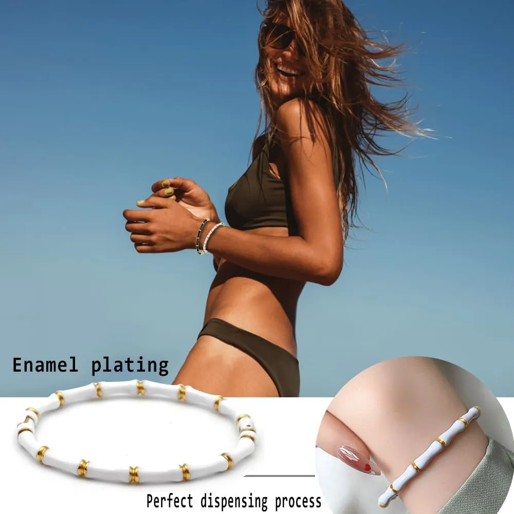 Love Friendship Bracelet Bangle Colorful Enamel Bangles Bracelets for Women Party Fashion Bamboo Design Gold Bracelet Bangles Jewelry Birthday with Gifts Box