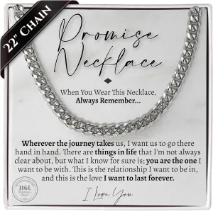 Love You This Much Promise Cuban Chain Necklace for Him, 7mm Thick, Sentimental Gift for Him, BF Gift for Birthday, Gift Ideas for Boyfriend
