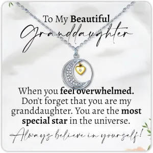 Love You to The Moon and Back Granddaughter .925 Sterling Silver Necklace, Adjustable Chain 16-19", Sentimental Gifts