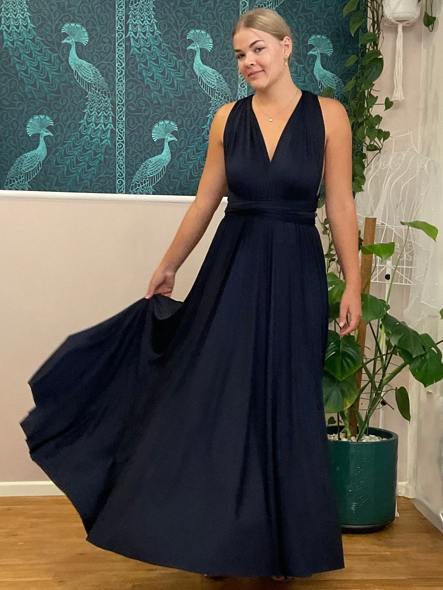 Luxe Midnight Navy convertible Infinity bridesmaid dress