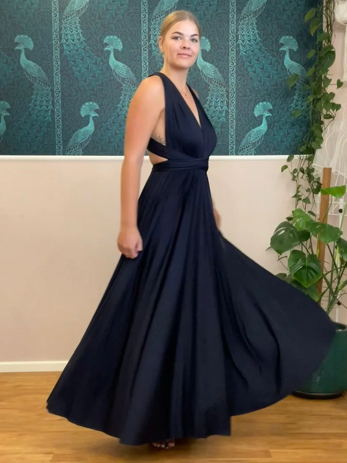 Luxe Midnight Navy convertible Infinity bridesmaid dress