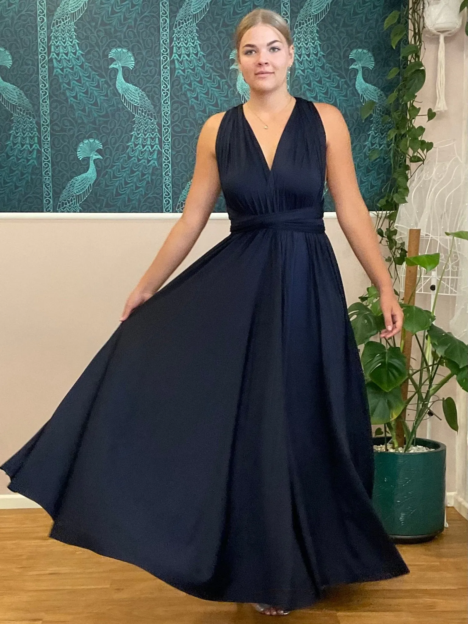 Luxe Midnight Navy convertible Infinity bridesmaid dress