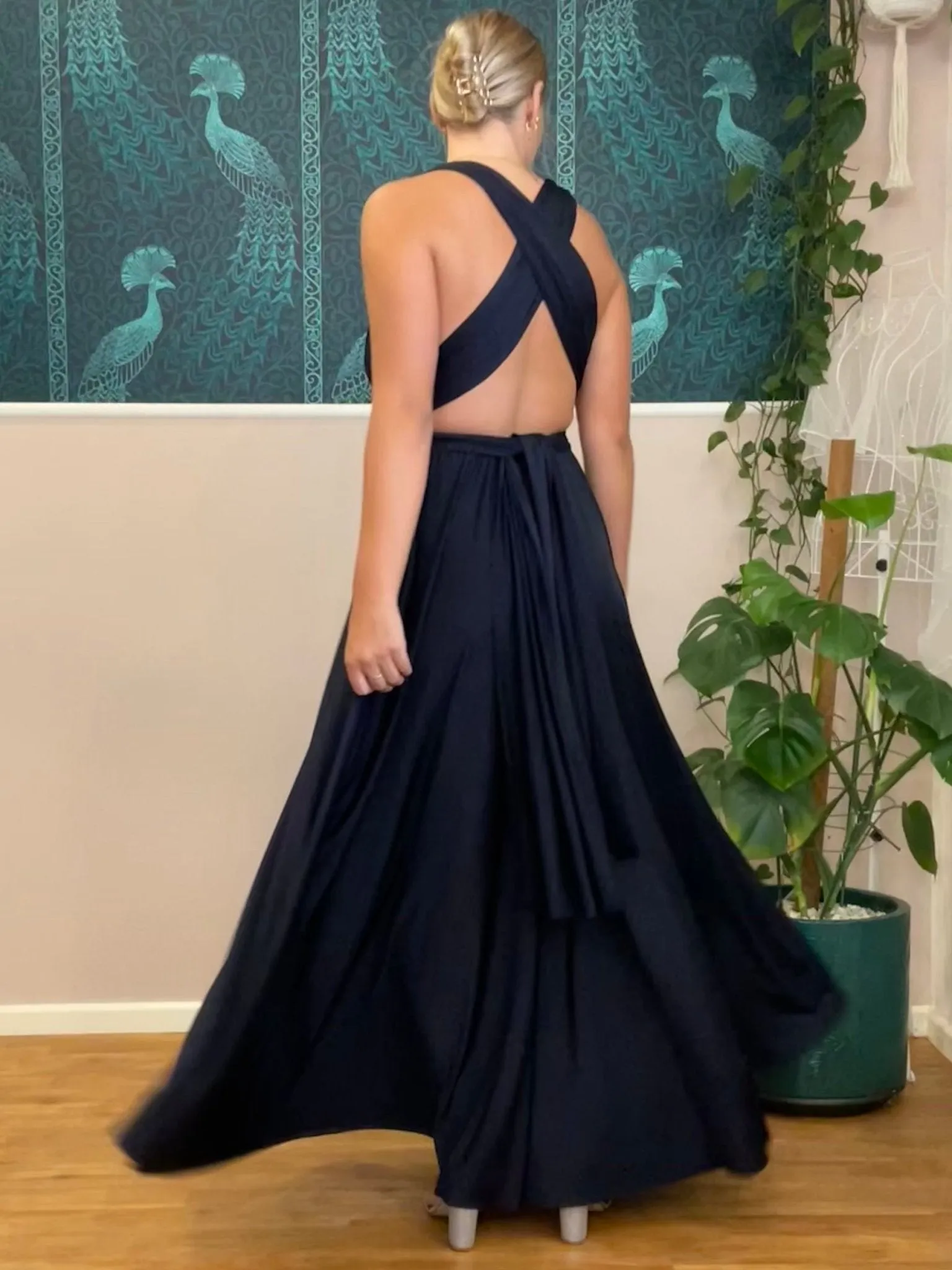 Luxe Midnight Navy convertible Infinity bridesmaid dress