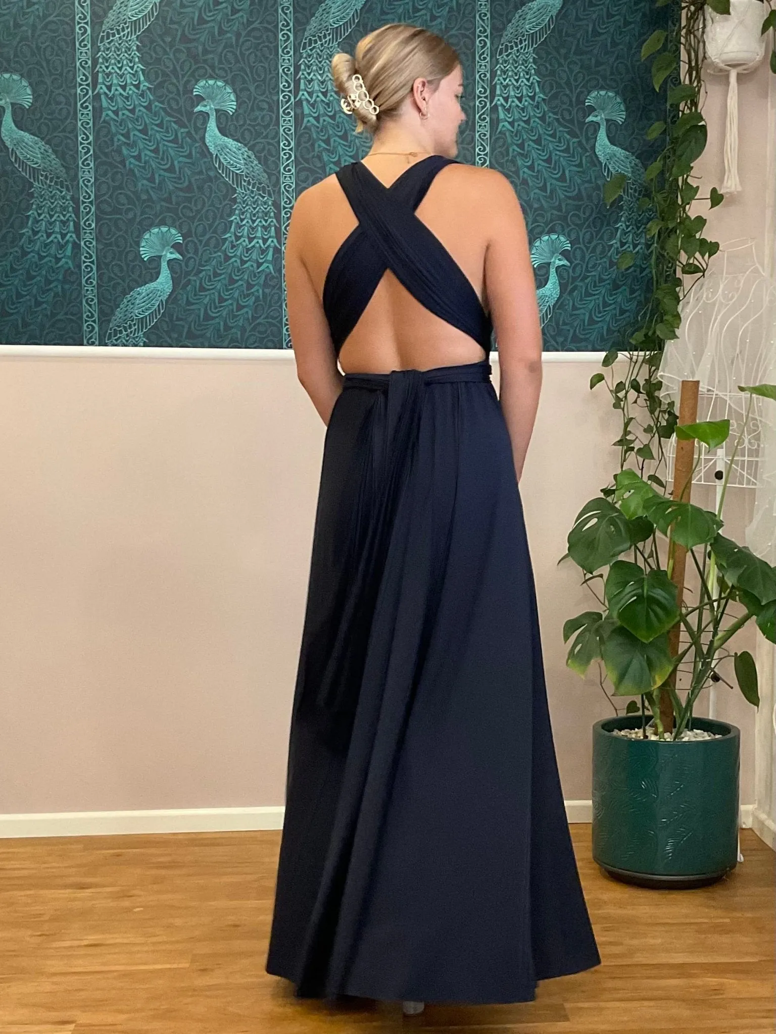 Luxe Midnight Navy convertible Infinity bridesmaid dress