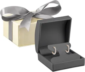 Luxury Dome-Shape Leather T-Style Earring Box for Women & Girls  Jewelry Gift Box Ideal for Hanging Earrings & Hoops  Earring Case with Cream Ribbed Outer Box & Matching Bow Ribbon