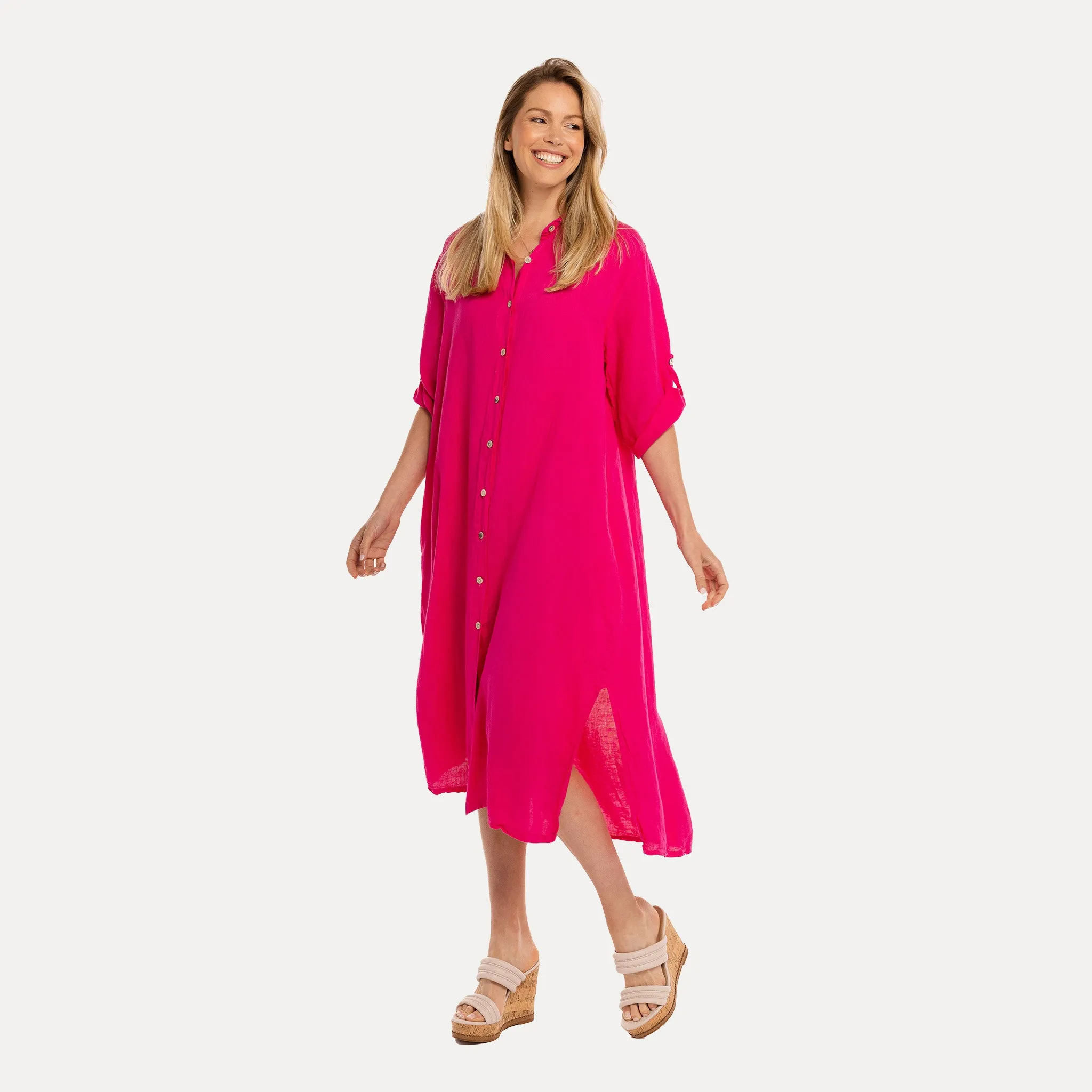 M Made in Italy  Women's Woven Three-Quarter Sleeve Dress