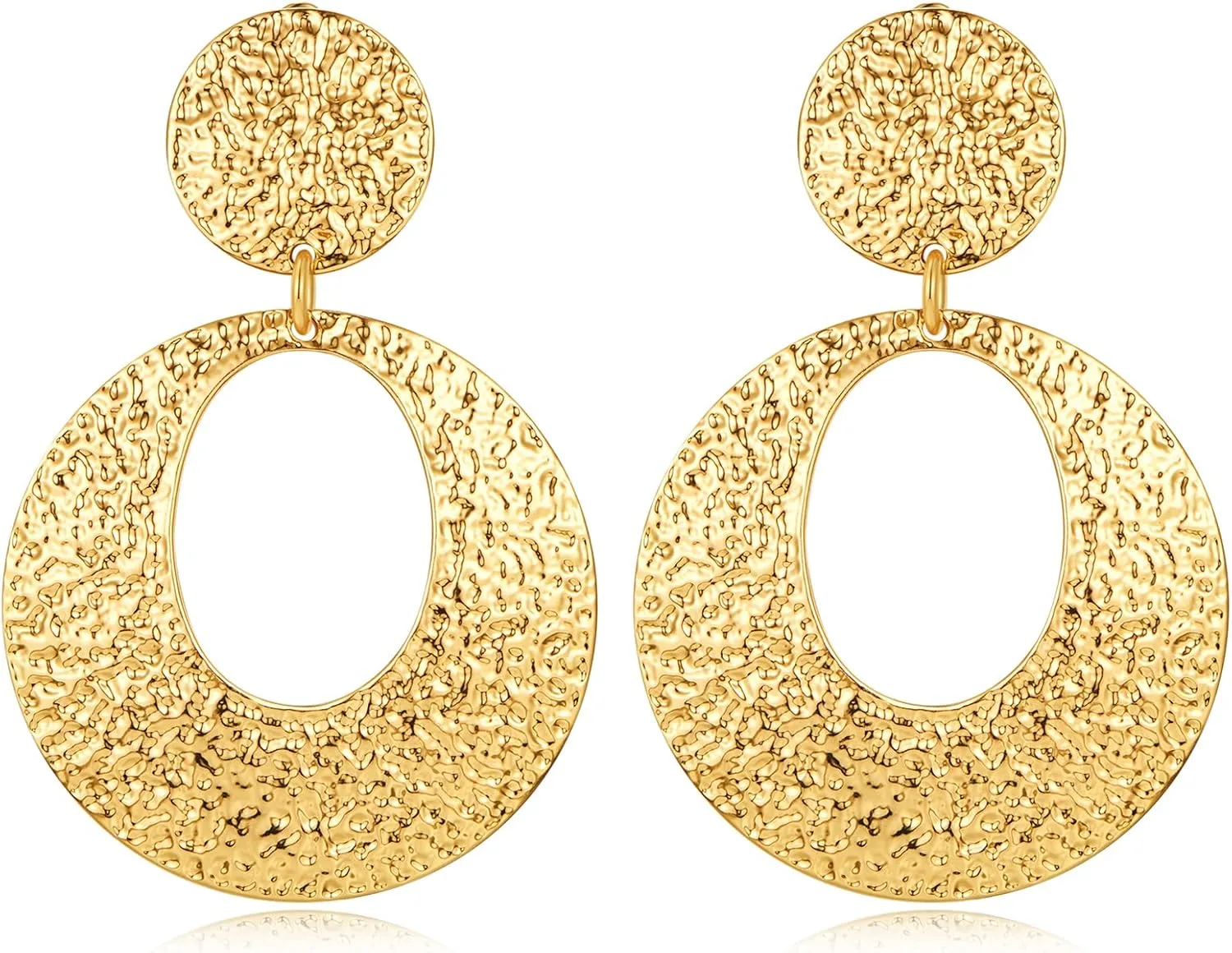 Matte Gold Silver Large Clip On Earrings for Women Statement Earrings