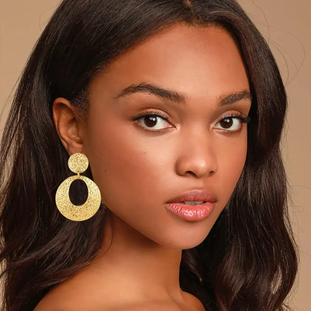 Matte Gold Silver Large Clip On Earrings for Women Statement Earrings