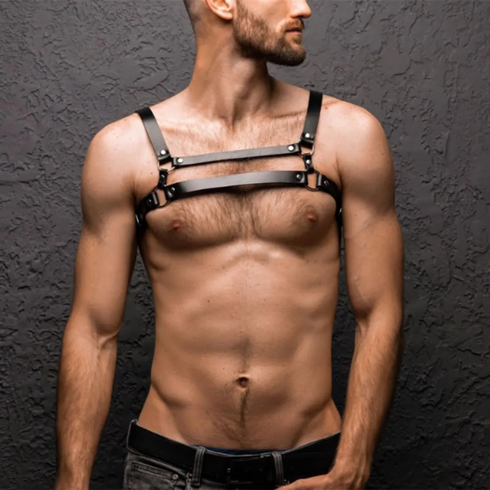 Men Leather Strap Body Harness Belts Adjustable Halloween Costume Masquerade Party Carnival