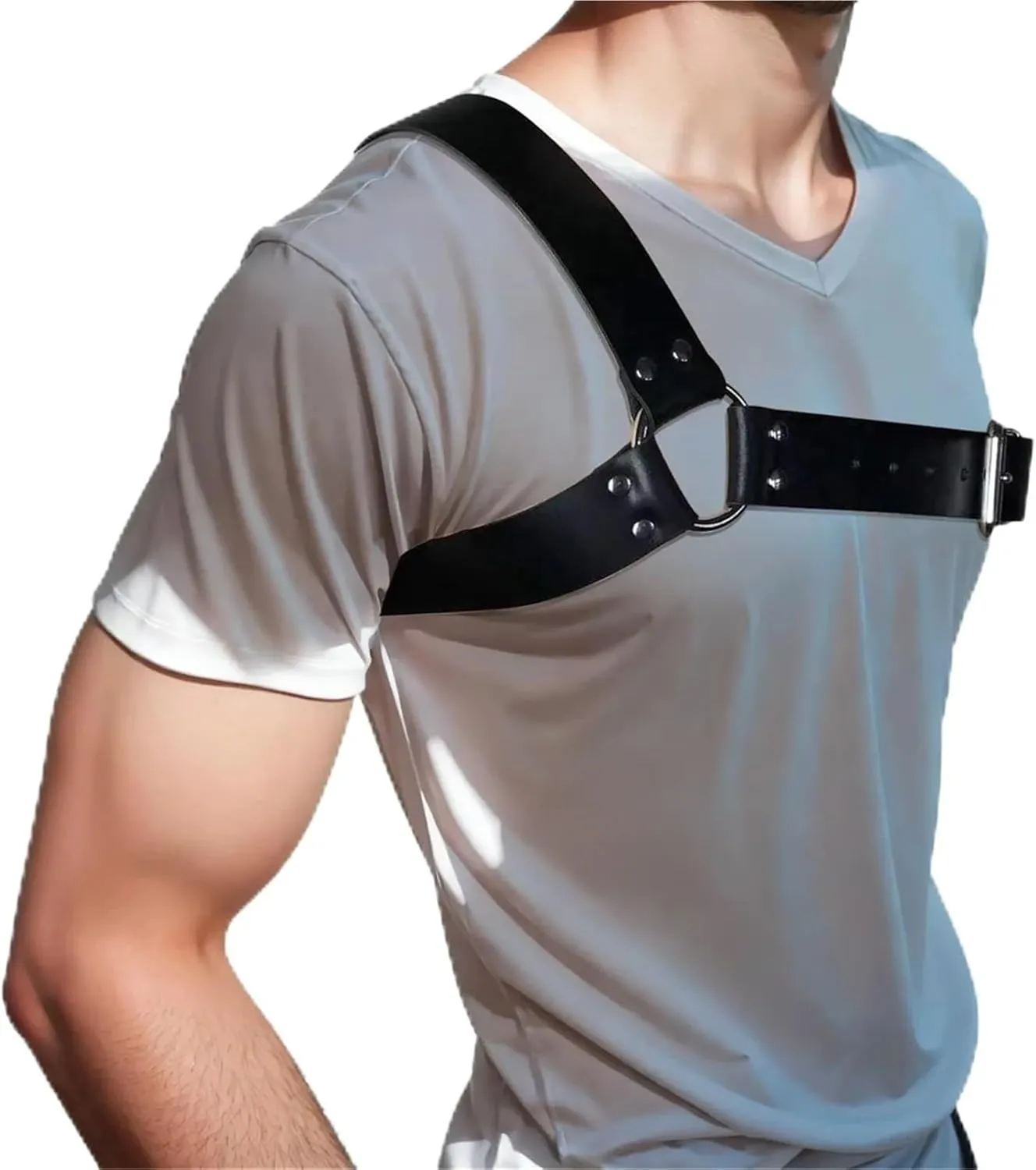 Men Leather Suspenders Belt Body Bondage Straps Fashion Adjustable Braces Suspender With Metal Clips Punk Harness Belts