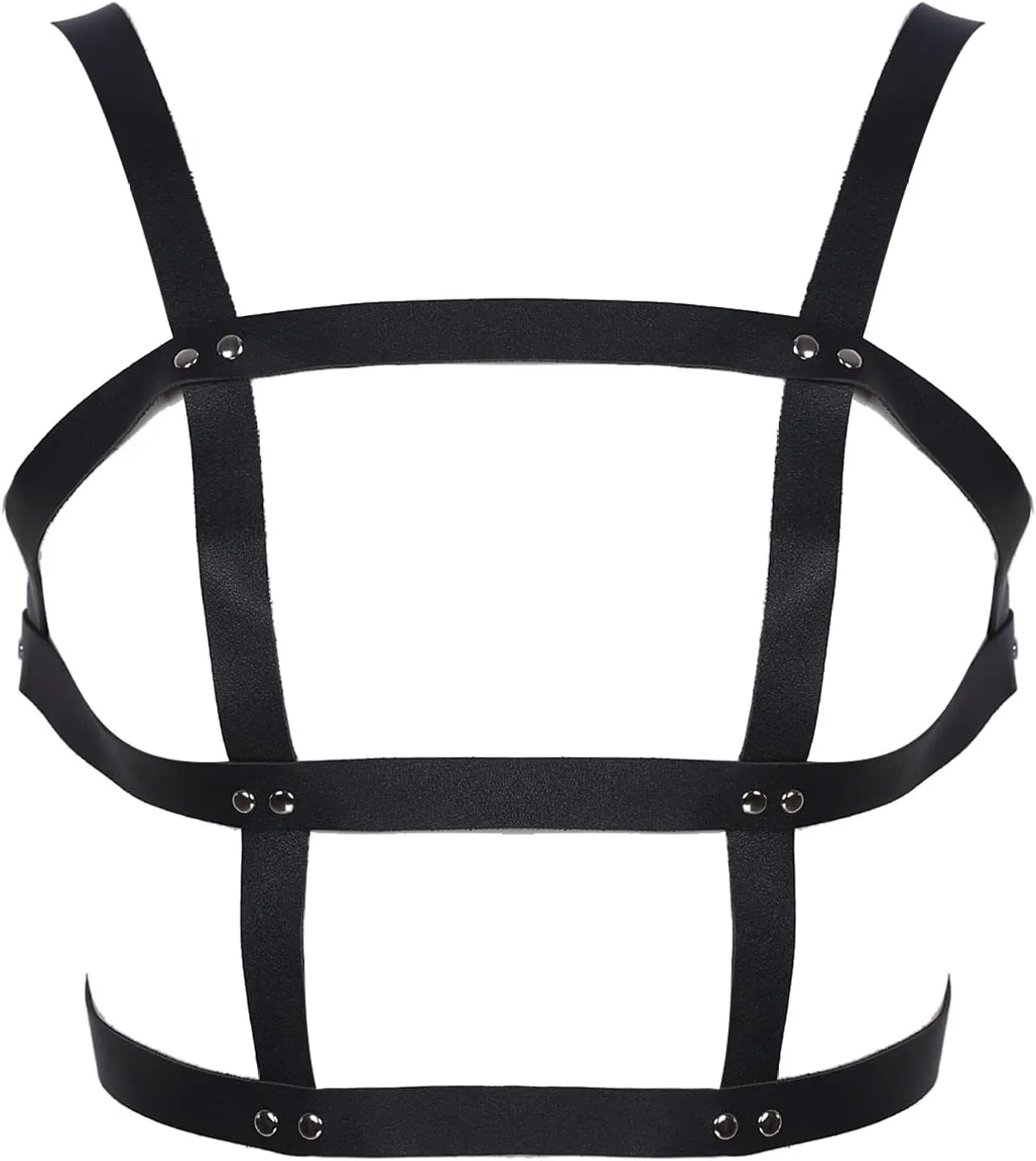 Men's Adjustable Leather Body Chest Harness Belt Clubwear with Fancy Buckles