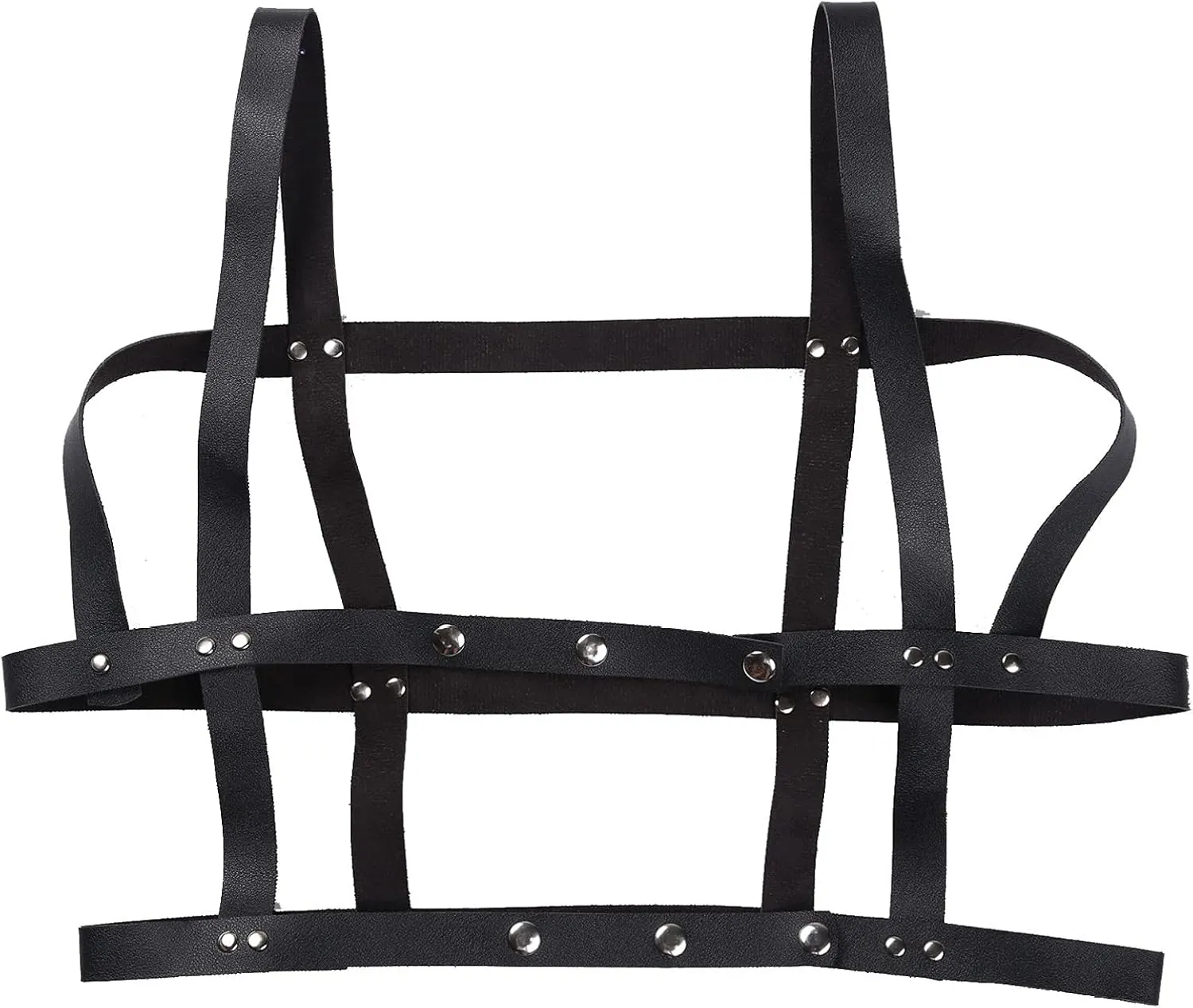 Men's Adjustable Leather Body Chest Harness Belt Clubwear with Fancy Buckles