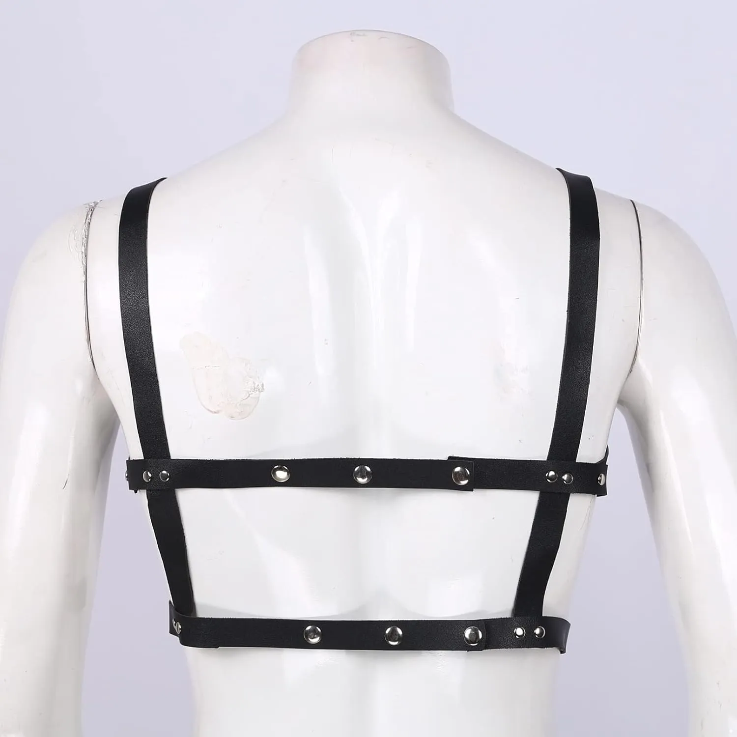 Men's Adjustable Leather Body Chest Harness Belt Clubwear with Fancy Buckles