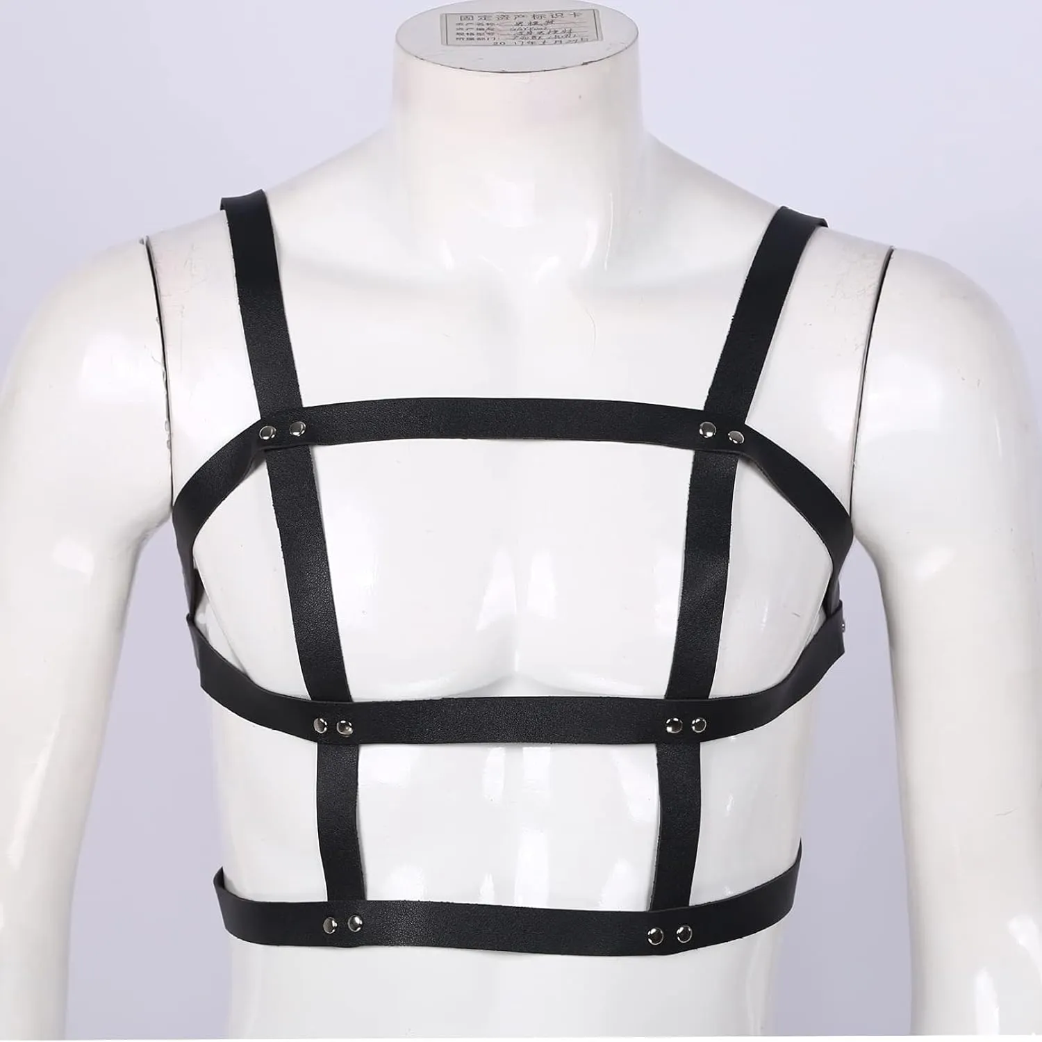 Men's Adjustable Leather Body Chest Harness Belt Clubwear with Fancy Buckles