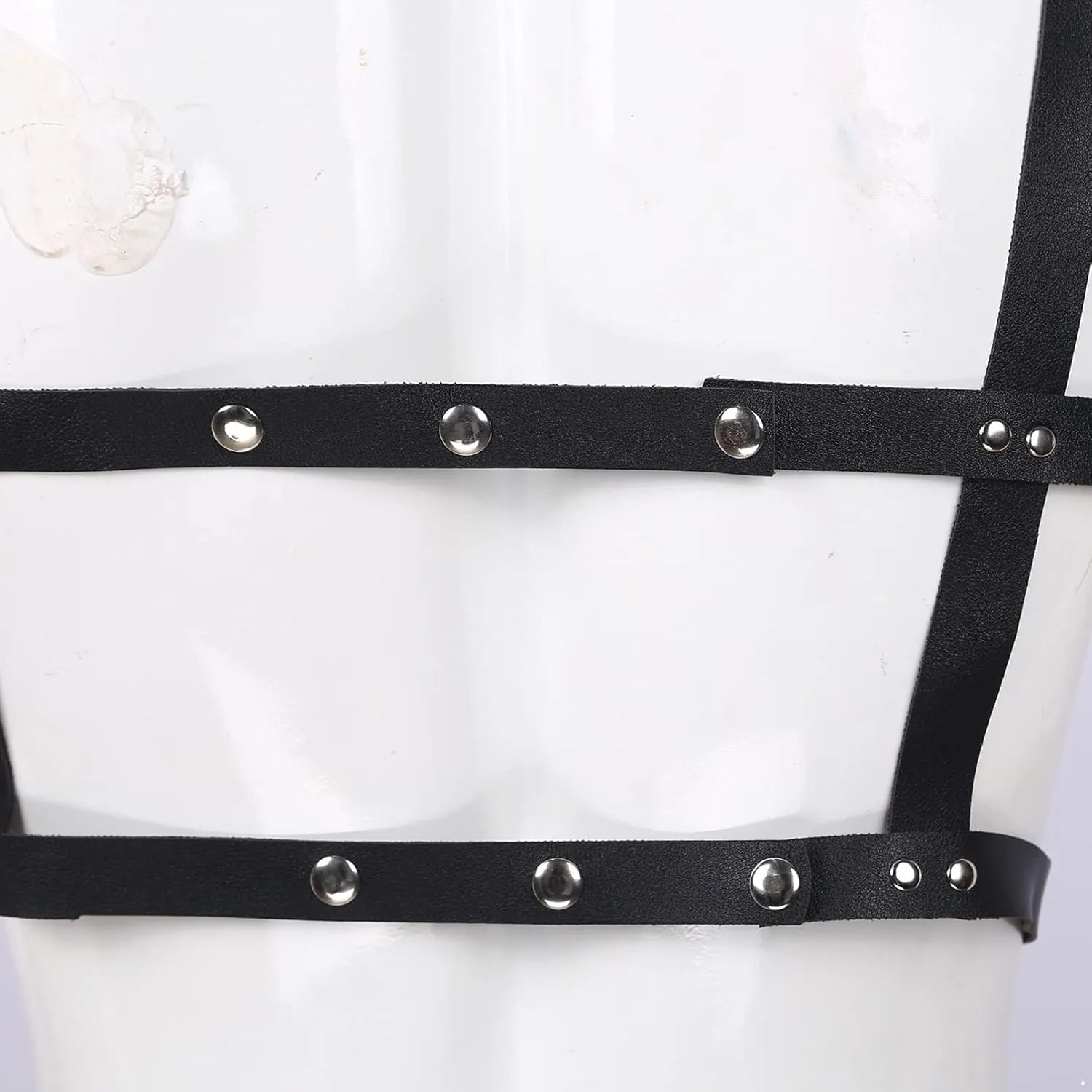 Men's Adjustable Leather Body Chest Harness Belt Clubwear with Fancy Buckles