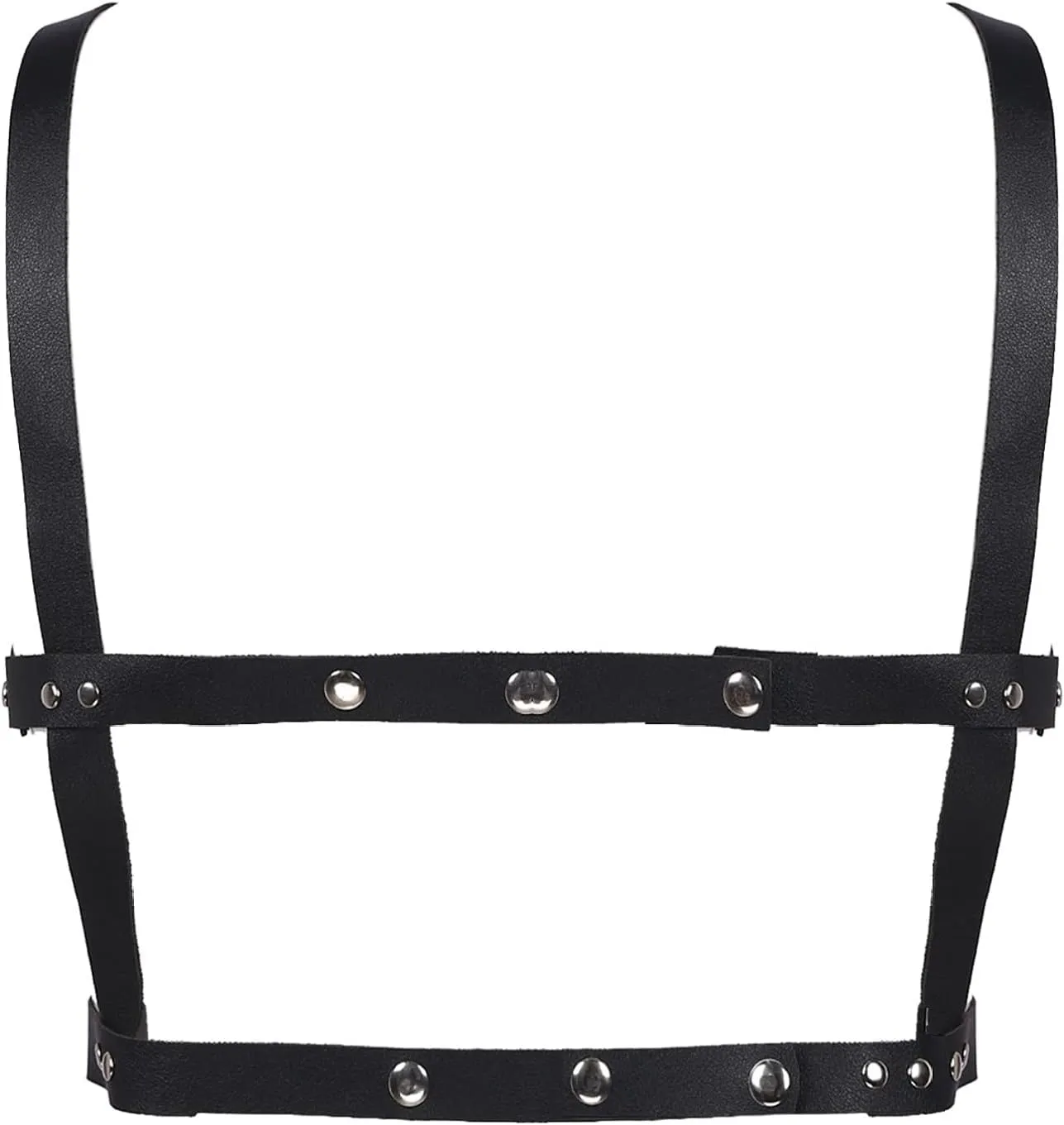 Men's Adjustable Leather Body Chest Harness Belt Clubwear with Fancy Buckles