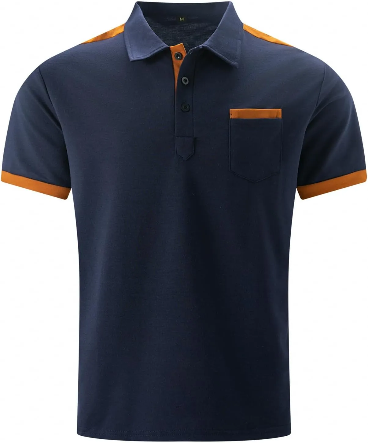 Mens Casual Polo Shirts Classic Short Sleeve Golf Shirt Fashion Button Cotton Top with Pocket