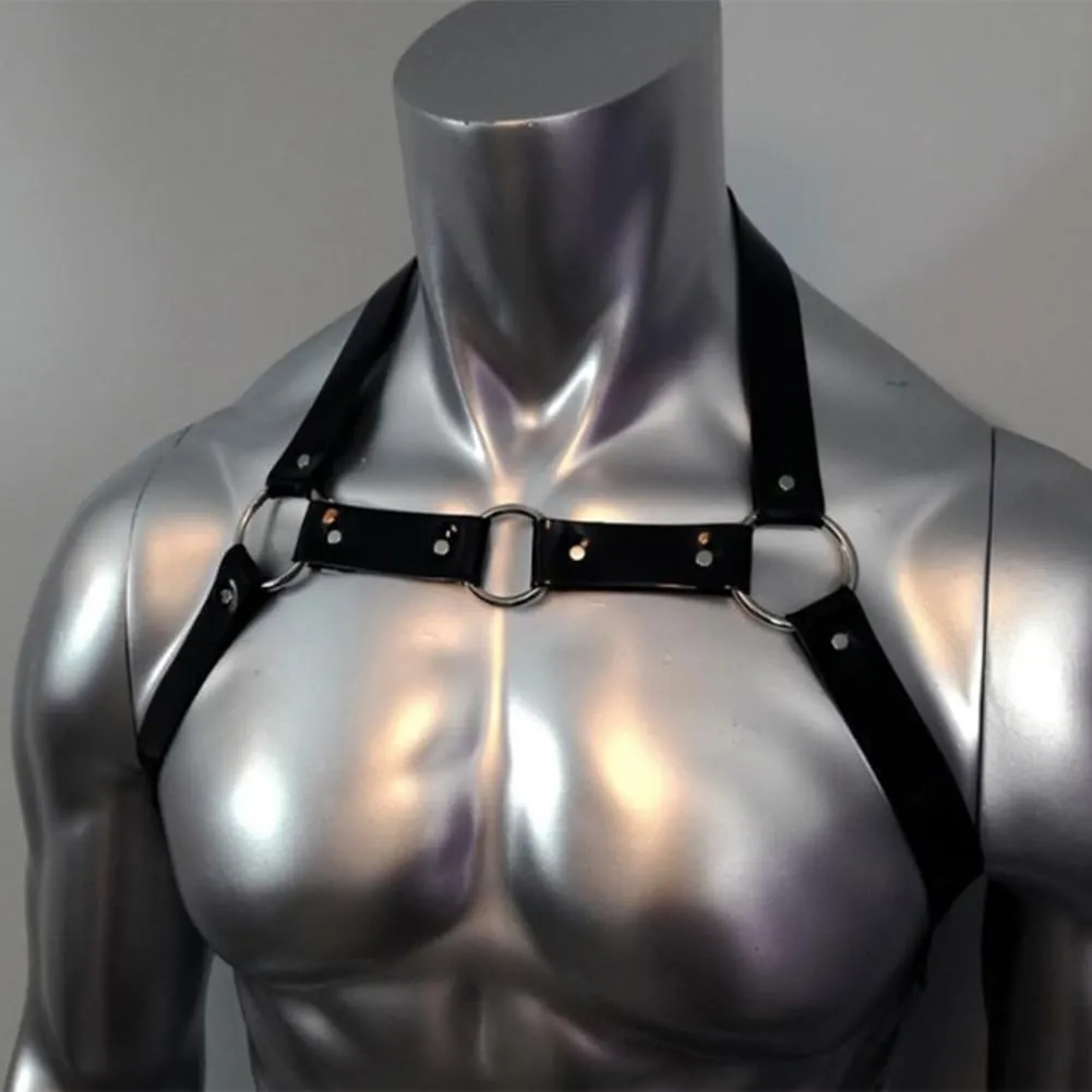 Men's Faux Leather Halter Body Chest Half Harness Adjustable Sexy Bondage Strap Gay Cosplay