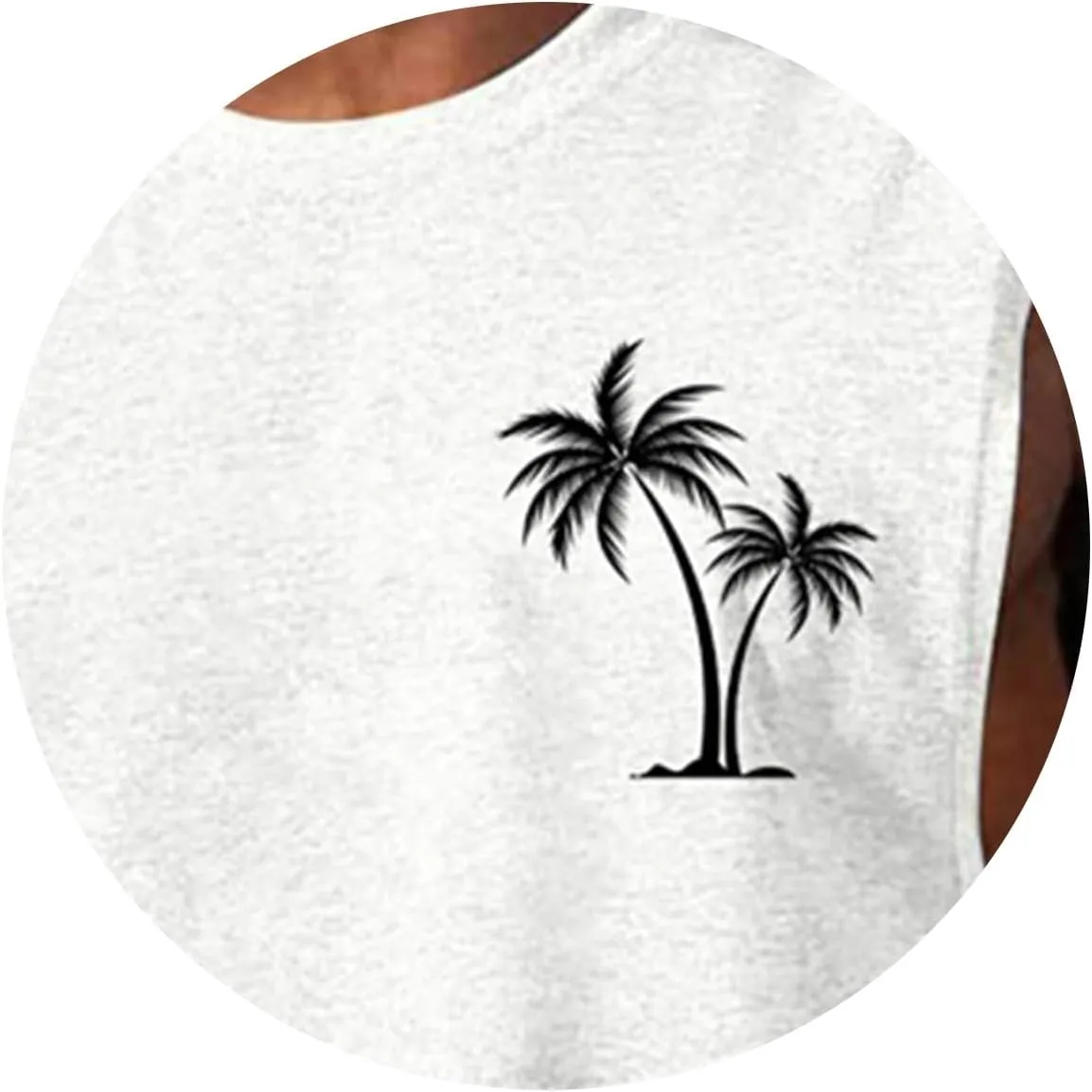 Mens Hawaiian Beach Tank Tops Summer Palm Tree Print Sleeveless Undershirts Loose Fit Muscle Fitness Vacation Tops