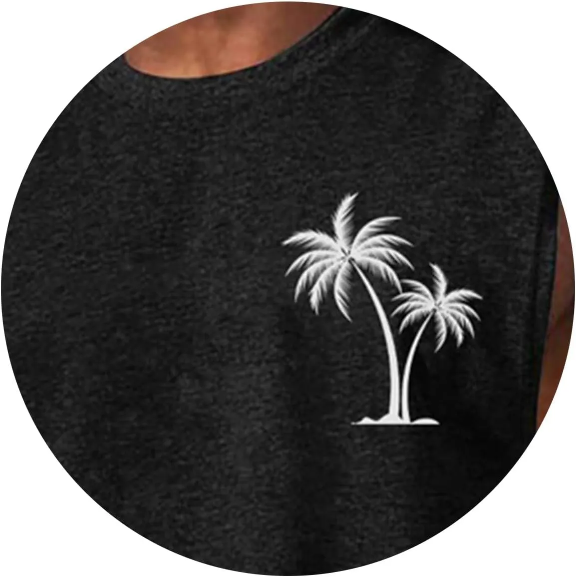 Mens Hawaiian Beach Tank Tops Summer Palm Tree Print Sleeveless Undershirts Loose Fit Muscle Fitness Vacation Tops