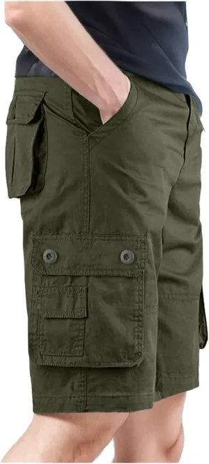 Men's Leisure Cargo Shorts Solid Multi-Pocket Trousers Hiking Shorts Fashion Joggers Casual Sports Workwear for Men