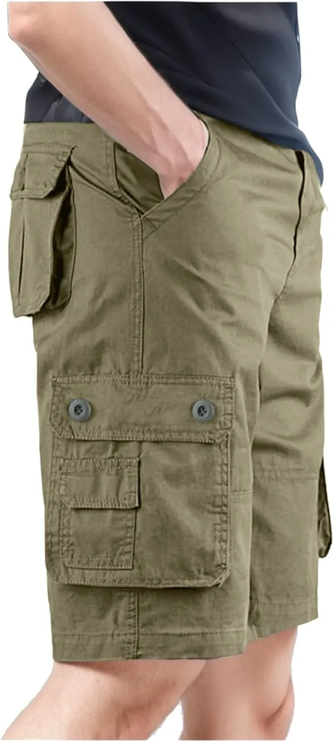 Men's Leisure Cargo Shorts Solid Multi-Pocket Trousers Hiking Shorts Fashion Joggers Casual Sports Workwear for Men