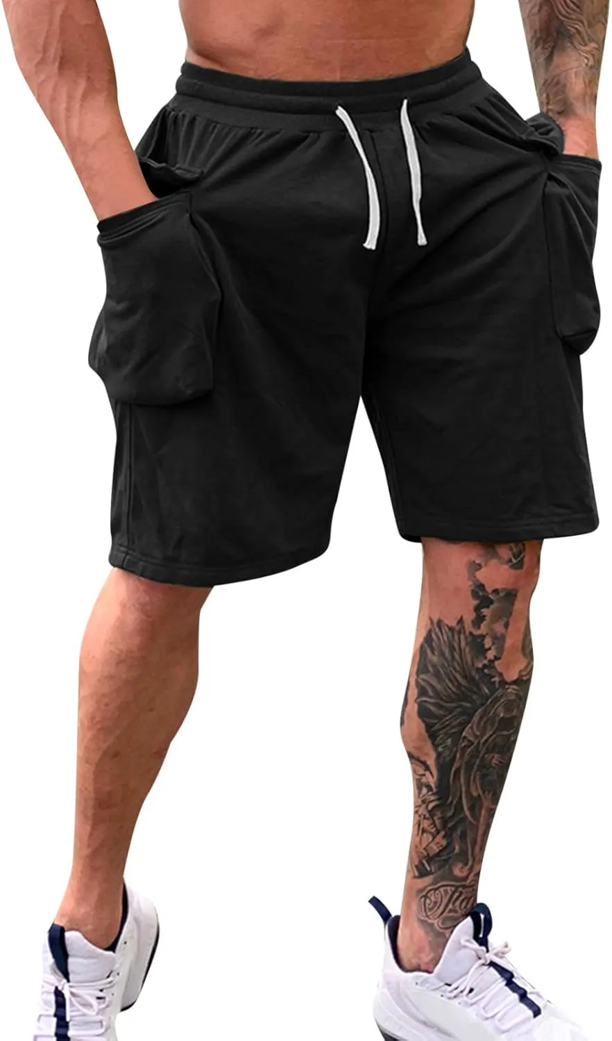 Mens Shorts 7 Inch Cargo, Cargo Shorts Cotton Work Shorts Multi Pocket Casual Comfort Flex Waistband Shorts