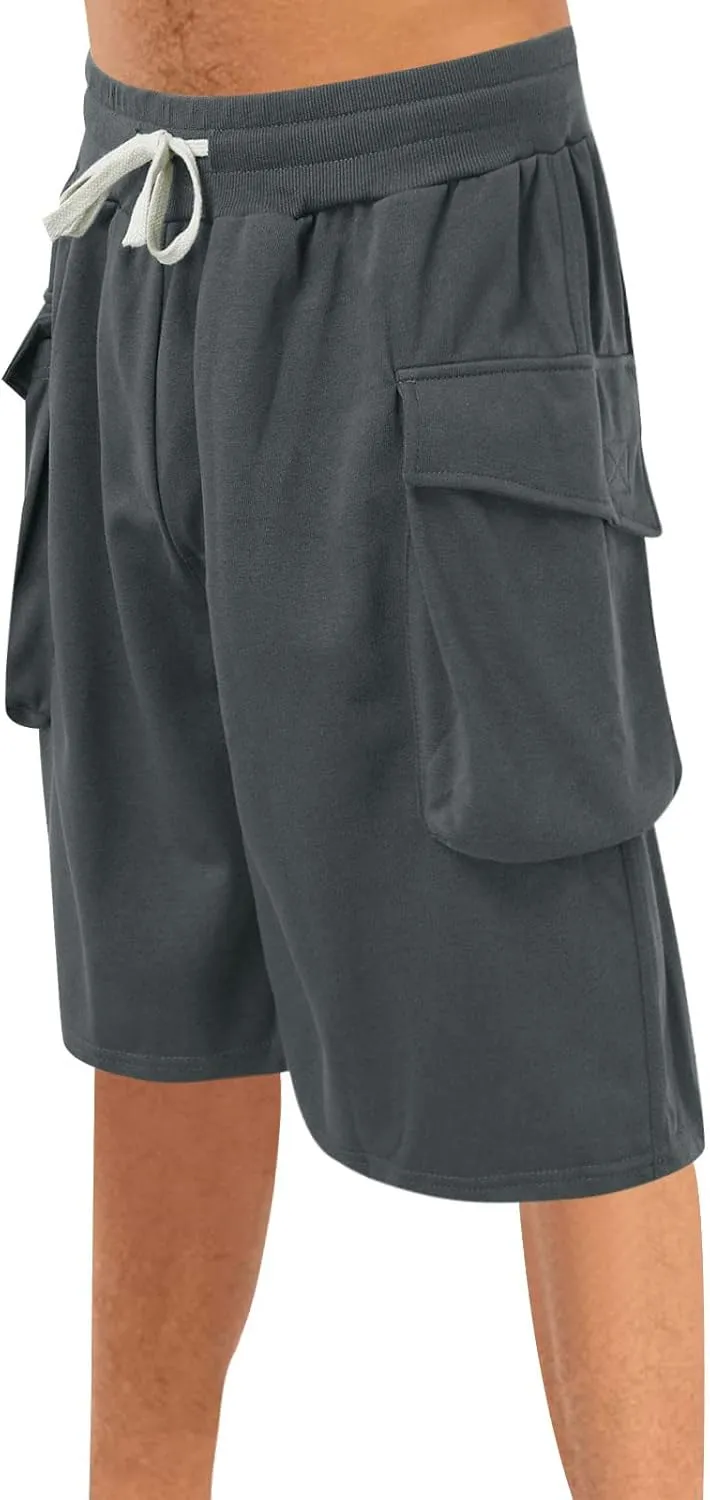 Mens Shorts 7 Inch Cargo, Cargo Shorts Cotton Work Shorts Multi Pocket Casual Comfort Flex Waistband Shorts