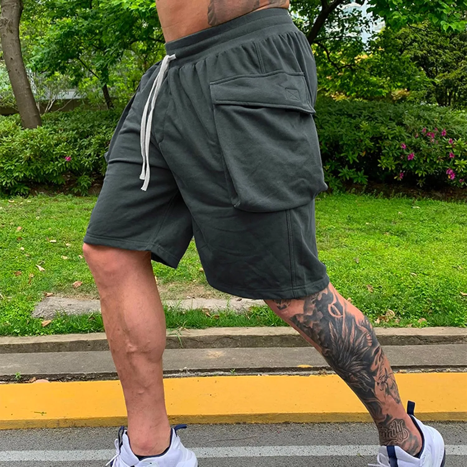 Mens Shorts 7 Inch Cargo, Cargo Shorts Cotton Work Shorts Multi Pocket Casual Comfort Flex Waistband Shorts