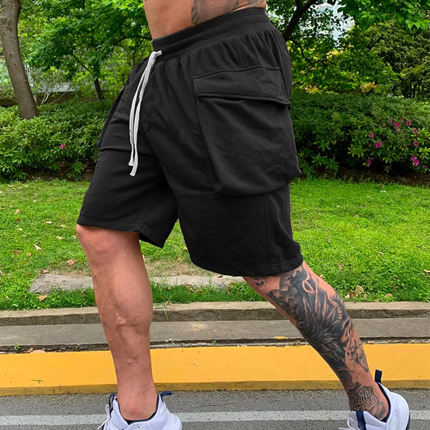 Mens Shorts 7 Inch Cargo, Cargo Shorts Cotton Work Shorts Multi Pocket Casual Comfort Flex Waistband Shorts