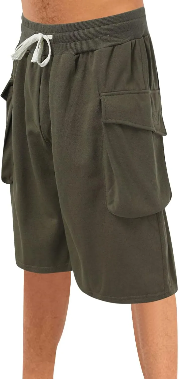 Mens Shorts 7 Inch Cargo, Cargo Shorts Cotton Work Shorts Multi Pocket Casual Comfort Flex Waistband Shorts