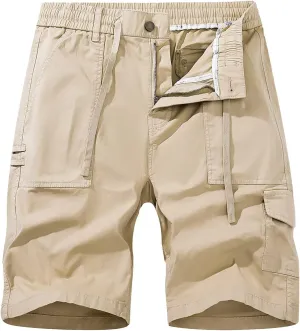 Mens Shorts 7 Inch Slim Fit Cargo Shorts Cool Classic Fit Expandable Waistband Hiking Shorts (Regular and Big & Tall)