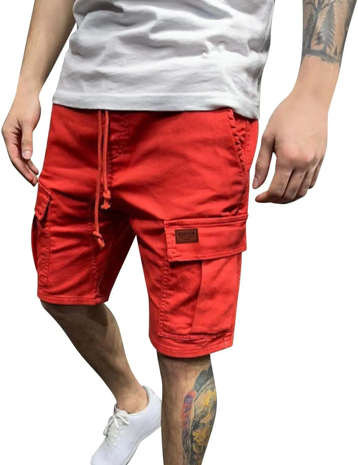 Mens Shorts 7 Inch Slim Fit Cargo Shorts Cotton Work Shorts Multi Pocket Casual Comfort Flex Waistband Shorts