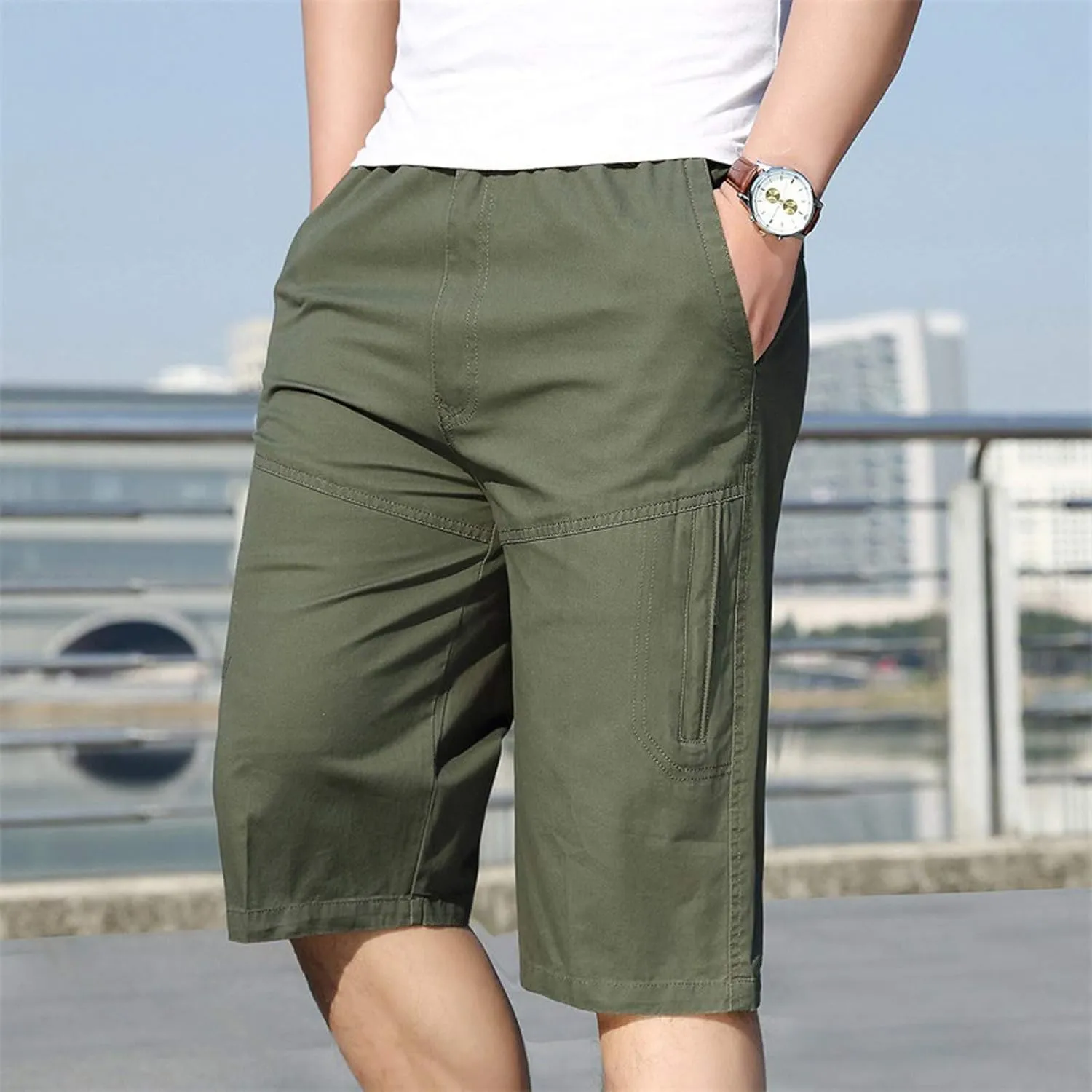 Mens Shorts Athletic Cargo Shorts Cool Classic Fit Expandable Waistband Hiking Shorts (Regular and Big & Tall)