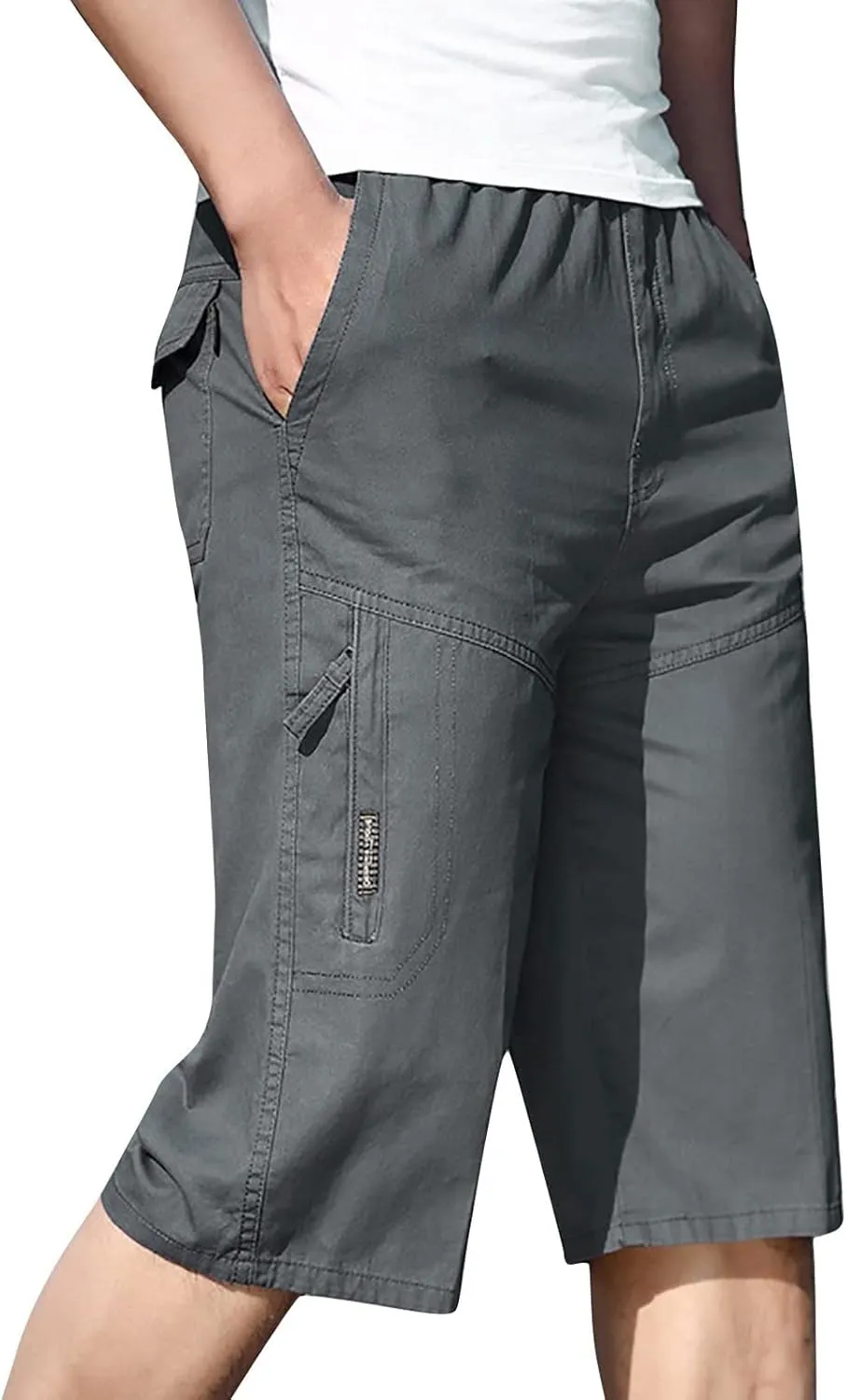 Mens Shorts Athletic Cargo Shorts Cool Classic Fit Expandable Waistband Hiking Shorts (Regular and Big & Tall)