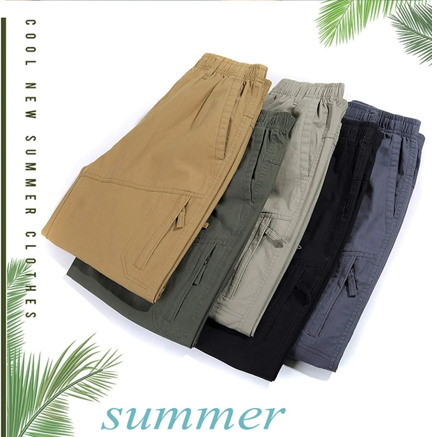 Mens Shorts Athletic Cargo Shorts Cool Classic Fit Expandable Waistband Hiking Shorts (Regular and Big & Tall)