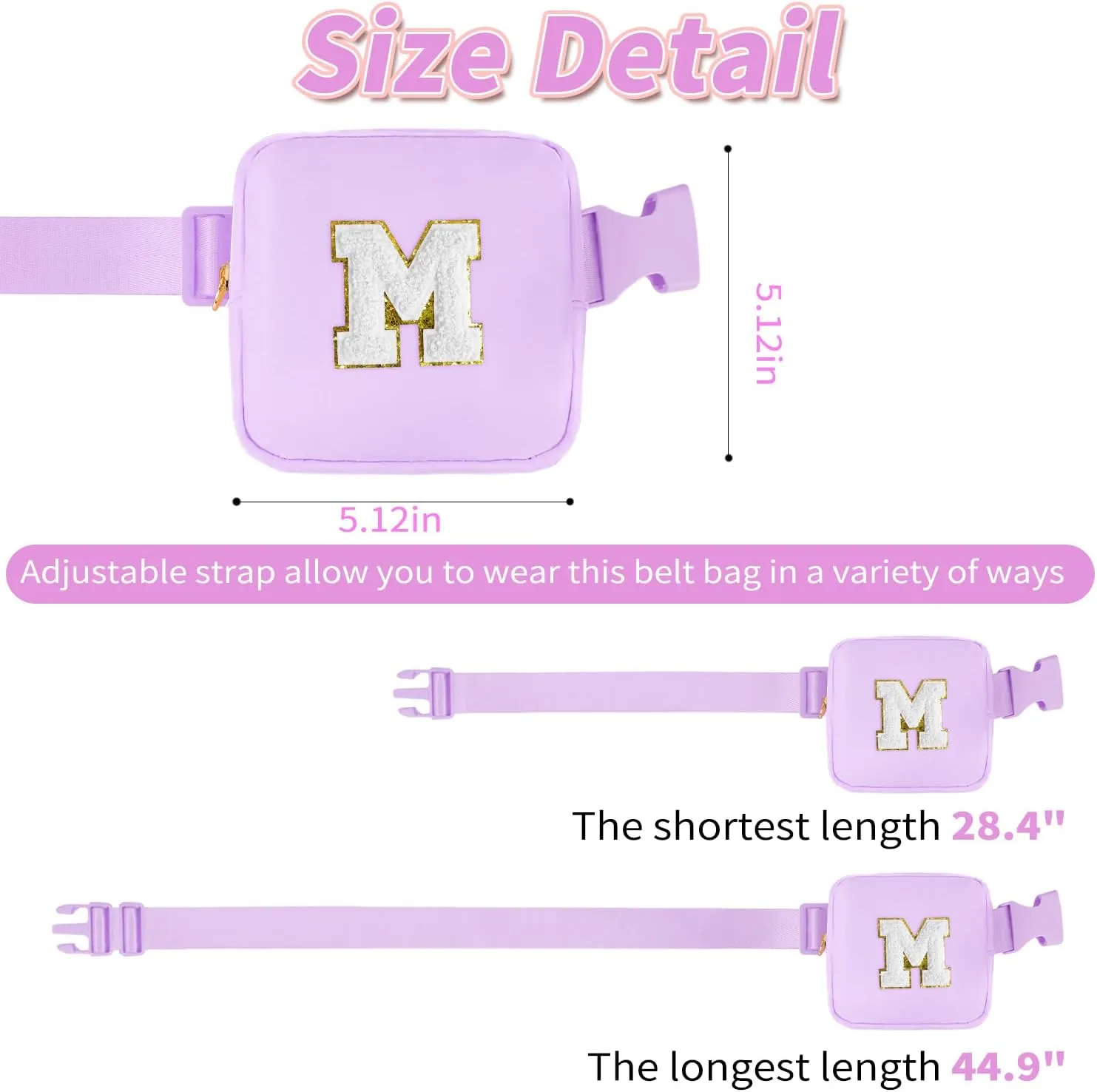 Mini Belt Bag Fanny Pack Small Crossbody Bags with Initials Cute Stuff Birthday Gifts for Teenager Girls Trendy Stuff for Teens - M,Lavender Bag