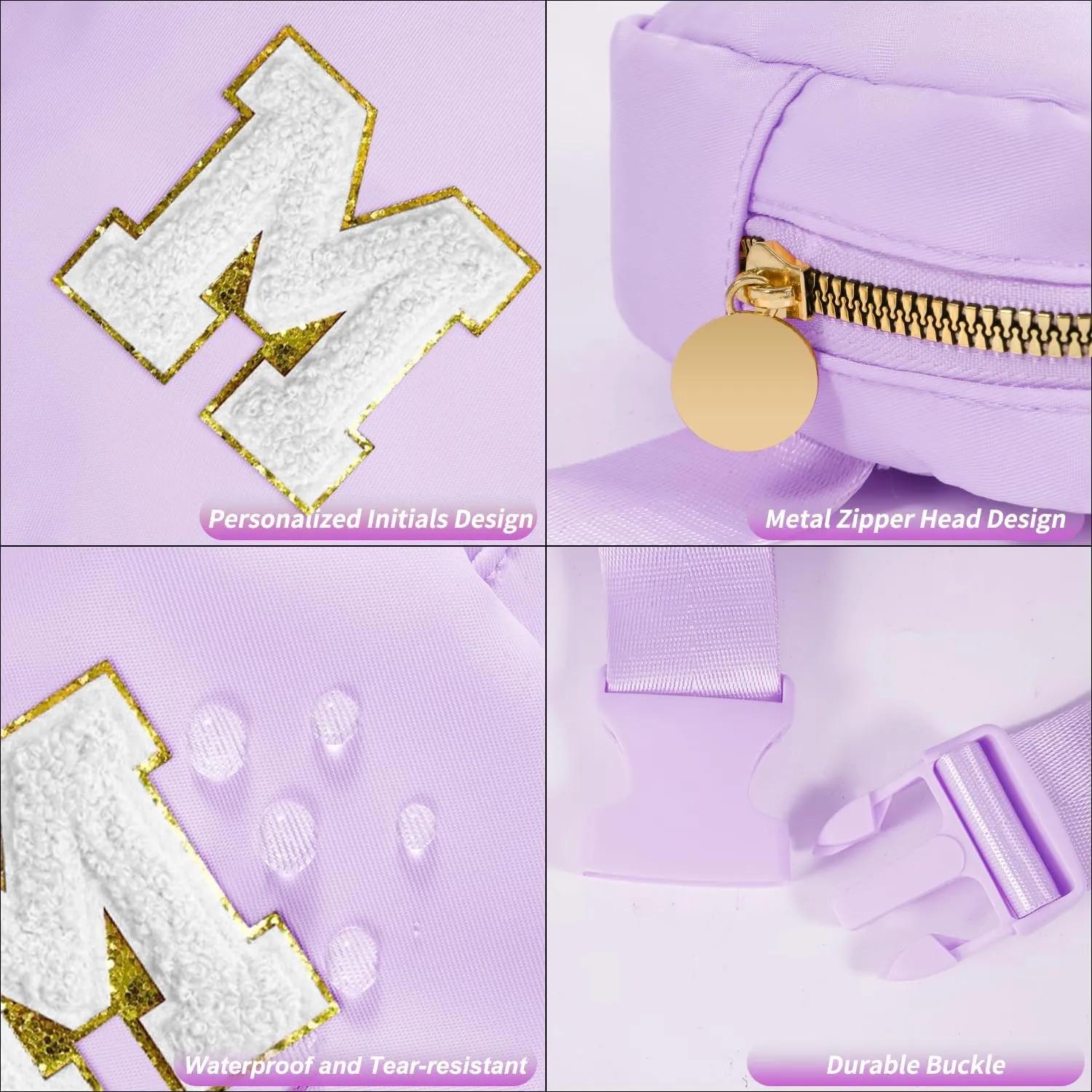 Mini Belt Bag Fanny Pack Small Crossbody Bags with Initials Cute Stuff Birthday Gifts for Teenager Girls Trendy Stuff for Teens - M,Lavender Bag