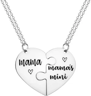 Mother Daughter Necklace 2 Pieces Set Mom Gifts from Daughter Matching Heart Necklaces for Women Gifts for Mom