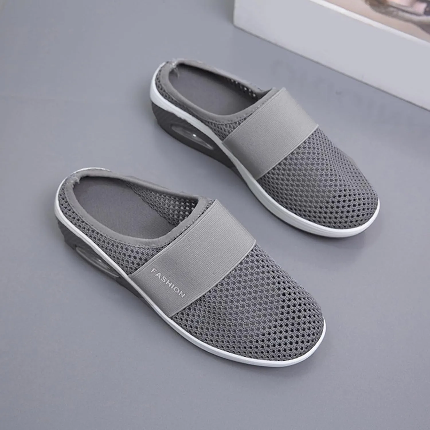 Mules for Women 2025 Breathable Comfort Wide Width Women's Air Cushion Slip On Walking Shoes Orthopedic Diabetic Walking Shoes Closed Toe Breathable Slippers Mesh Orthopedic Diabetic Walking Shoe