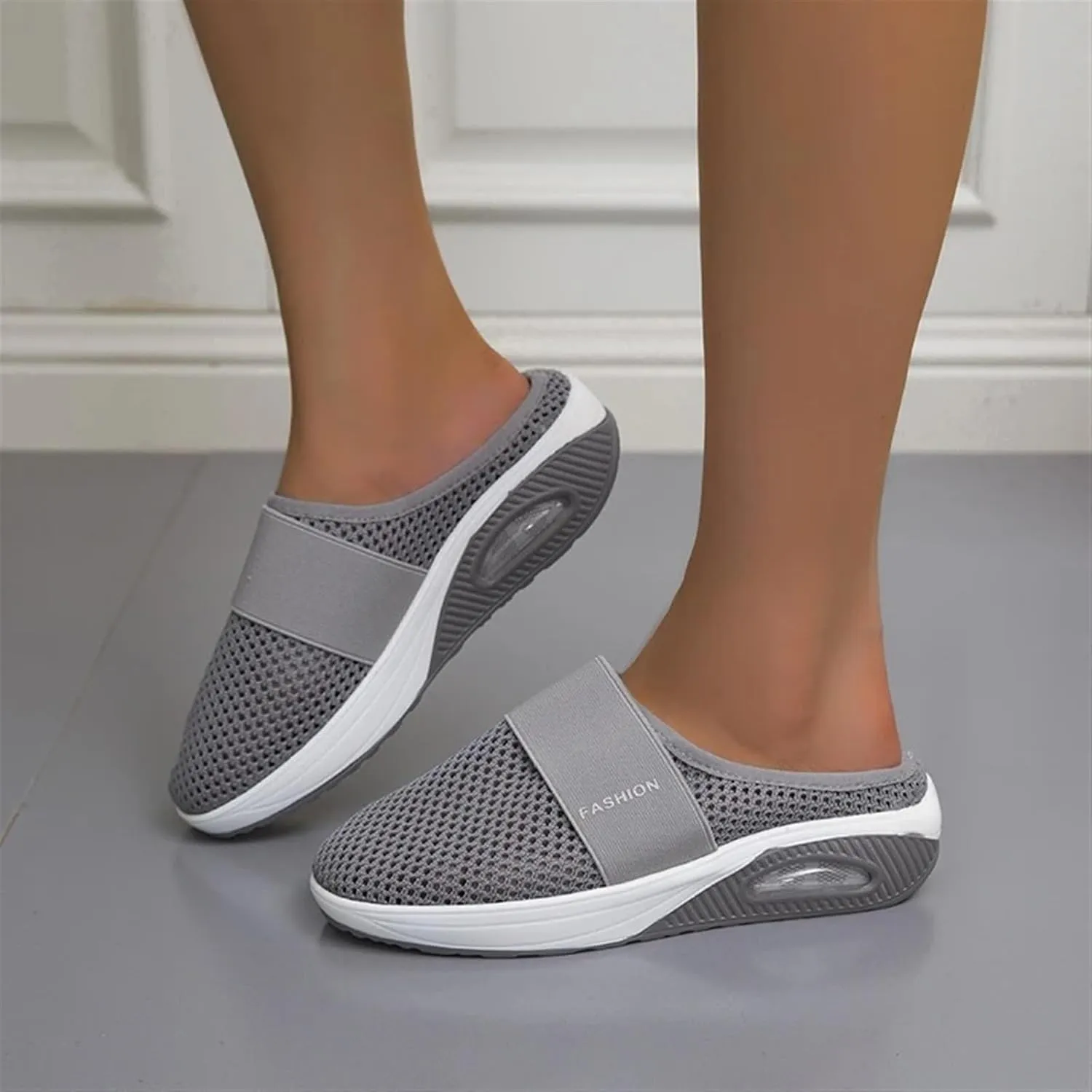 Mules for Women 2025 Breathable Comfort Wide Width Women's Air Cushion Slip On Walking Shoes Orthopedic Diabetic Walking Shoes Closed Toe Breathable Slippers Mesh Orthopedic Diabetic Walking Shoe
