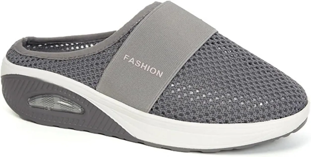 Mules for Women 2025 Breathable Comfort Wide Width Women's Air Cushion Slip On Walking Shoes Orthopedic Diabetic Walking Shoes Closed Toe Breathable Slippers Mesh Orthopedic Diabetic Walking Shoe