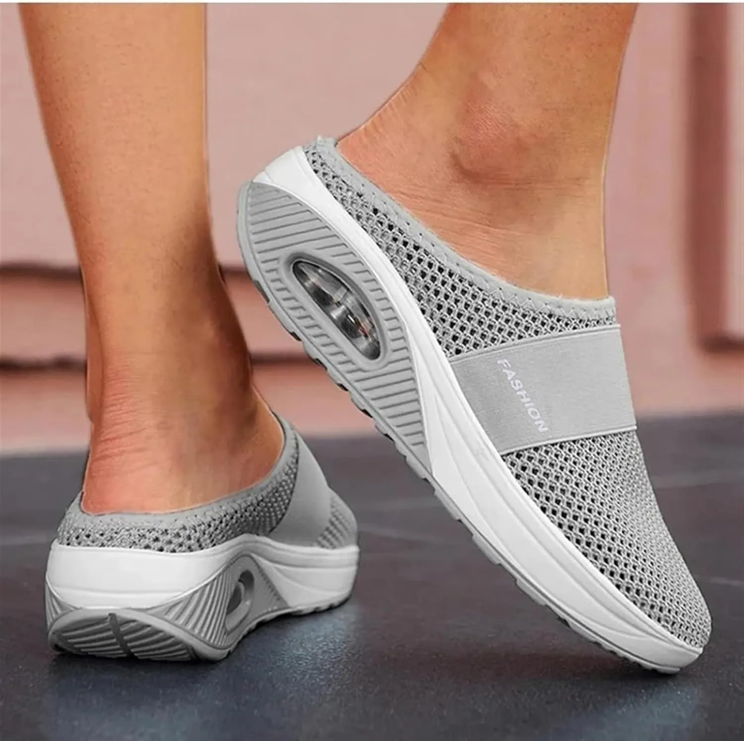 Mules for Women 2025 Breathable Comfort Wide Width Women's Air Cushion Slip On Walking Shoes Orthopedic Diabetic Walking Shoes Closed Toe Breathable Slippers Mesh Orthopedic Diabetic Walking Shoe