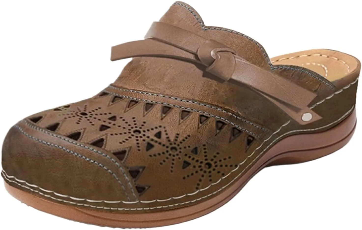 Mules for Women Summer Non Slip Orthopedic Shoes with Arch Support Comfortable Breathable Mesh Walking Clogs Dressy Closed Toe Slip On Slippers Casual Open Back Shoes