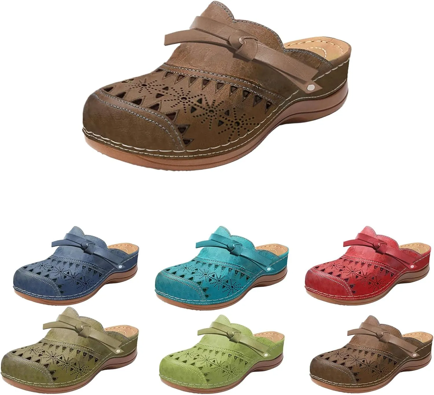 Mules for Women Summer Non Slip Orthopedic Shoes with Arch Support Comfortable Breathable Mesh Walking Clogs Dressy Closed Toe Slip On Slippers Casual Open Back Shoes