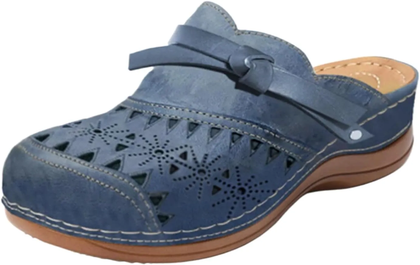 Mules for Women Summer Non Slip Orthopedic Shoes with Arch Support Comfortable Breathable Mesh Walking Clogs Dressy Closed Toe Slip On Slippers Casual Open Back Shoes