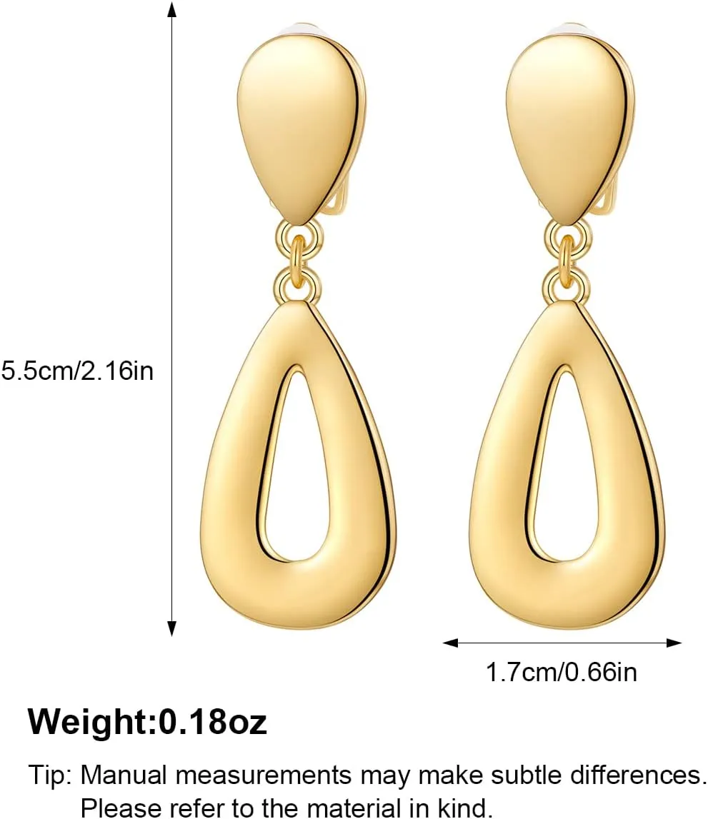 MUYAN Gold Clip On Drop Earrings for Women Non Piercing Dangle Earrings Fashion Jewelry
