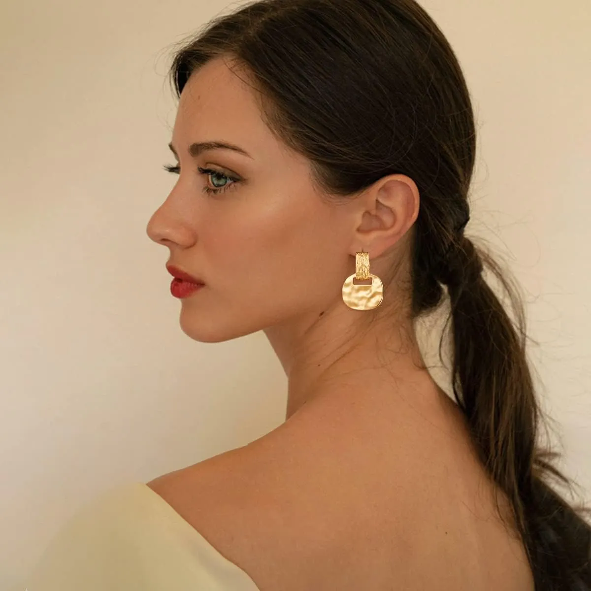 MUYAN Gold Clip On Drop Earrings for Women Non Piercing Dangle Earrings Fashion Jewelry