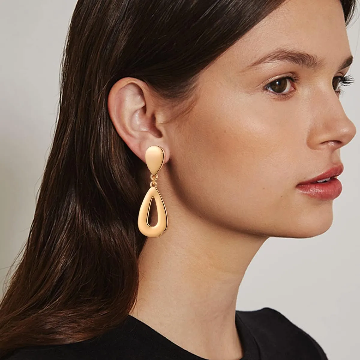 MUYAN Gold Clip On Drop Earrings for Women Non Piercing Dangle Earrings Fashion Jewelry