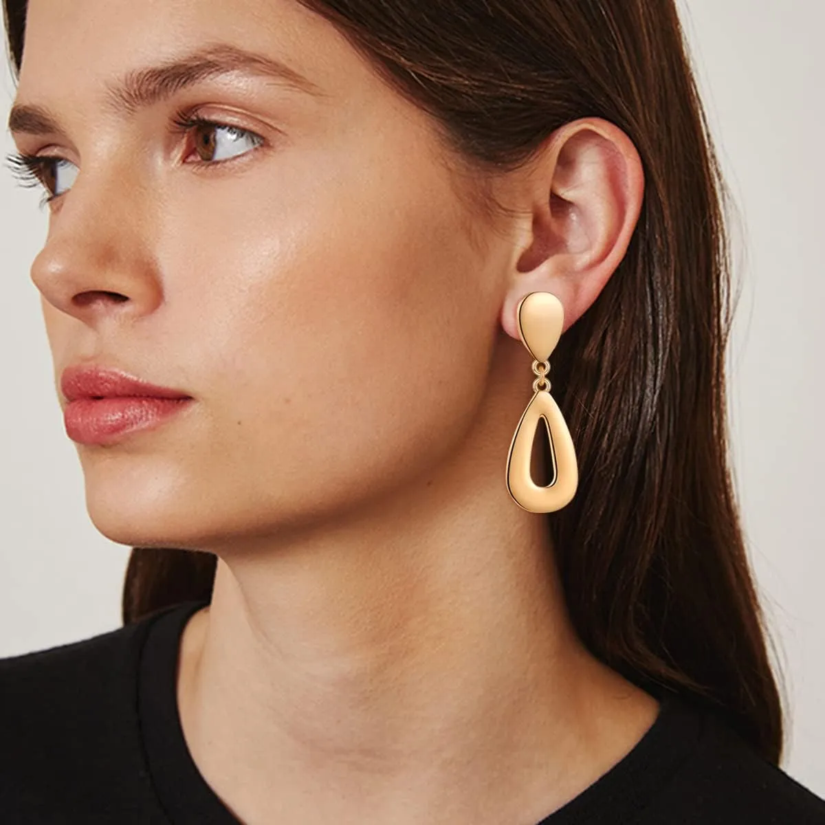MUYAN Gold Clip On Drop Earrings for Women Non Piercing Dangle Earrings Fashion Jewelry